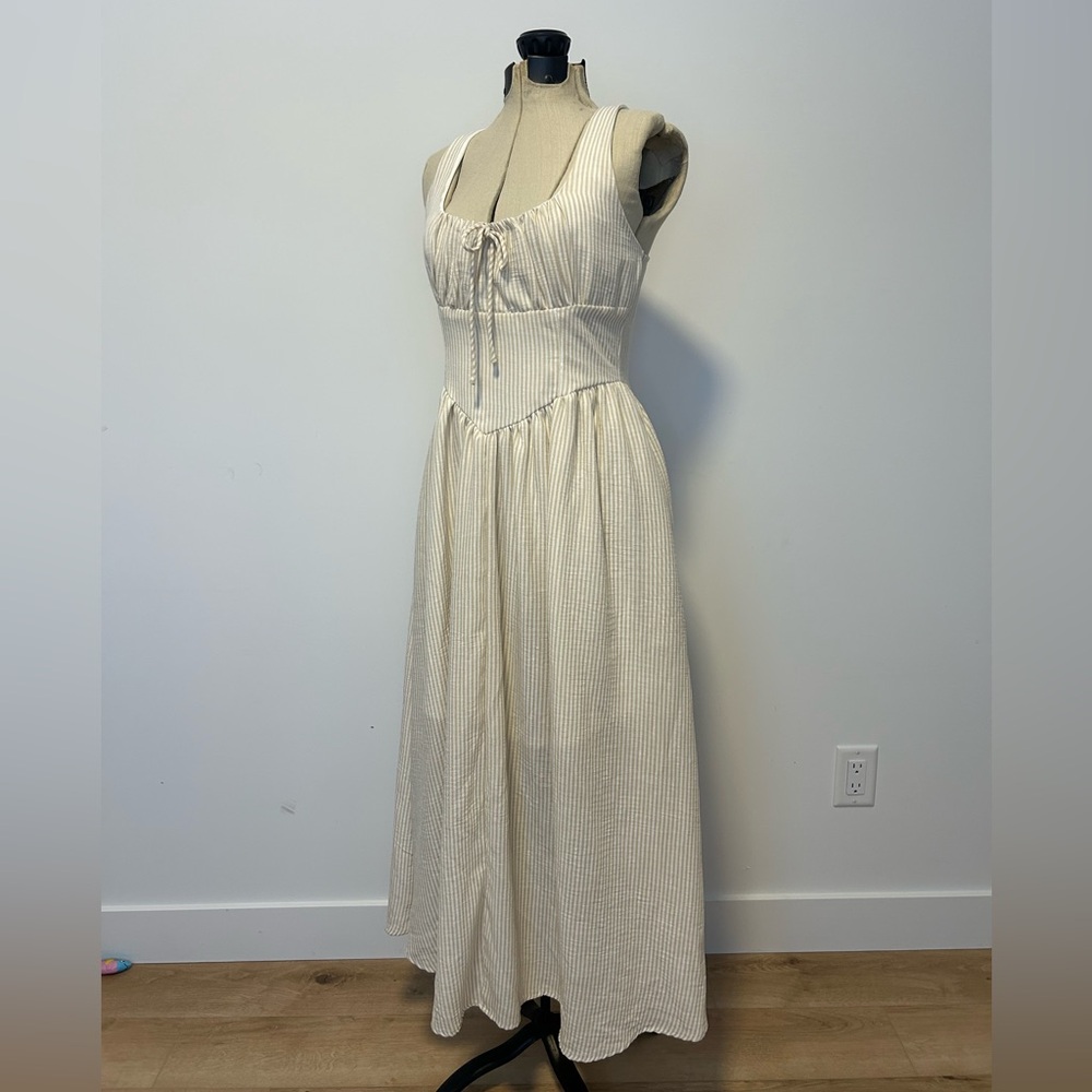 Workshop Republic Clothing Striped Cream Dress